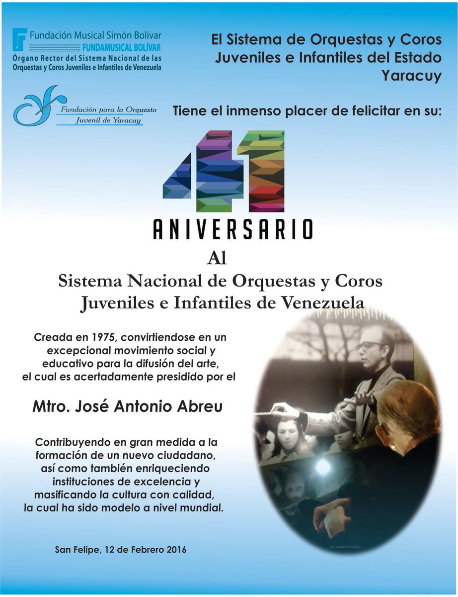 #ElSistemaCumple41. Tocando  el sentimiento  de  un País. Gracias  Maestro José Antonio Abreu