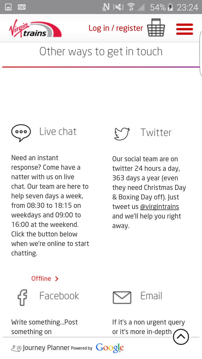 JepsonTerry's tweet photo. @VirginTrains your website clearly states online chat is now closed &amp; any help can be obtained via your Twitter team https://t.co/5inEOfIIXm