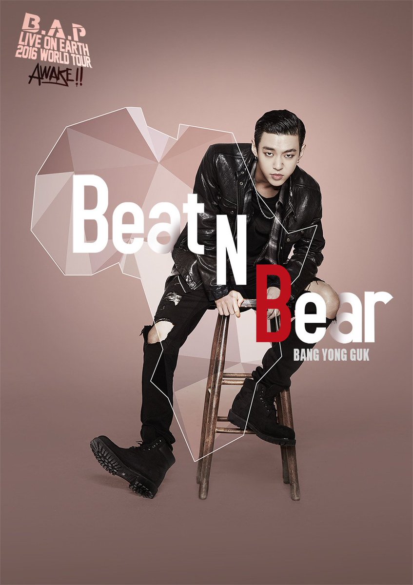 ricebabyz's tweet photo. [Official] B.A.P LIVE ON EARTH 2016 WORLD TOUR Individual Poster "Beat N Bear": Yongguk https://t.co/3waI0BCgZs