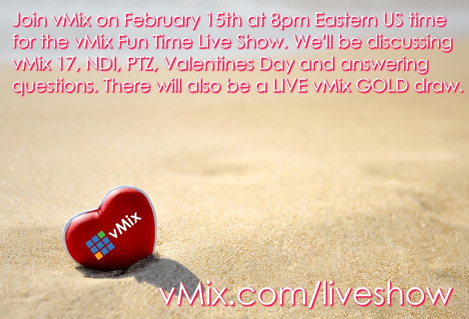 vMixHD's tweet photo. For more exciting vMix news and the LIVE vMix GOLD giveaway, tune into our live show tomorrow! https://t.co/FGrKS0R8Wf