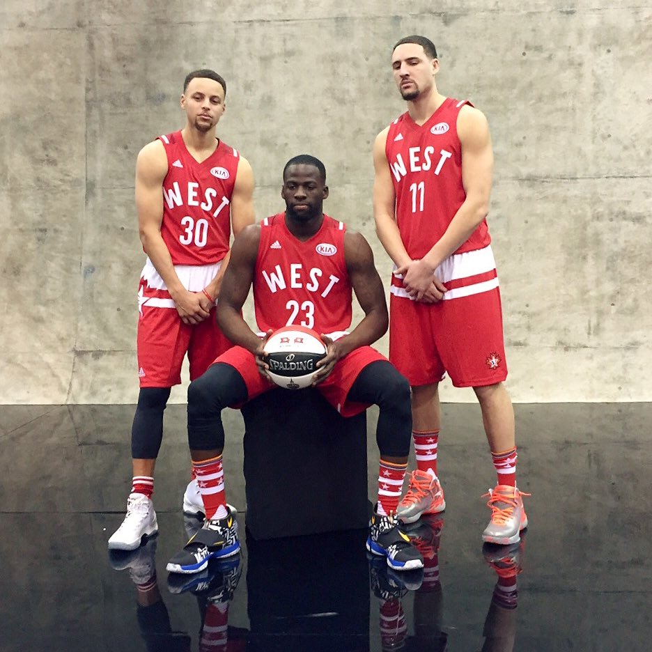 warriors's tweet photo. Them boys up to something 👀 #DubNation #NBAAllStarTO https://t.co/huaw54RWv5