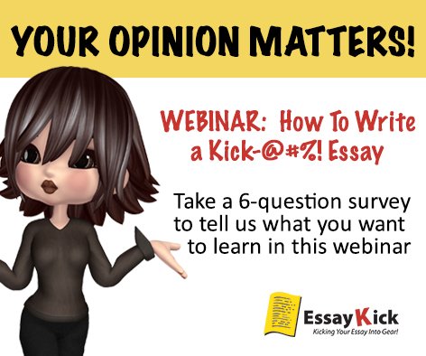 EssayKick's tweet image. Free #essaywriting webinar. It's all about you, so tell us what you want goo.gl/forms/gy2QOhsJ… #edchat