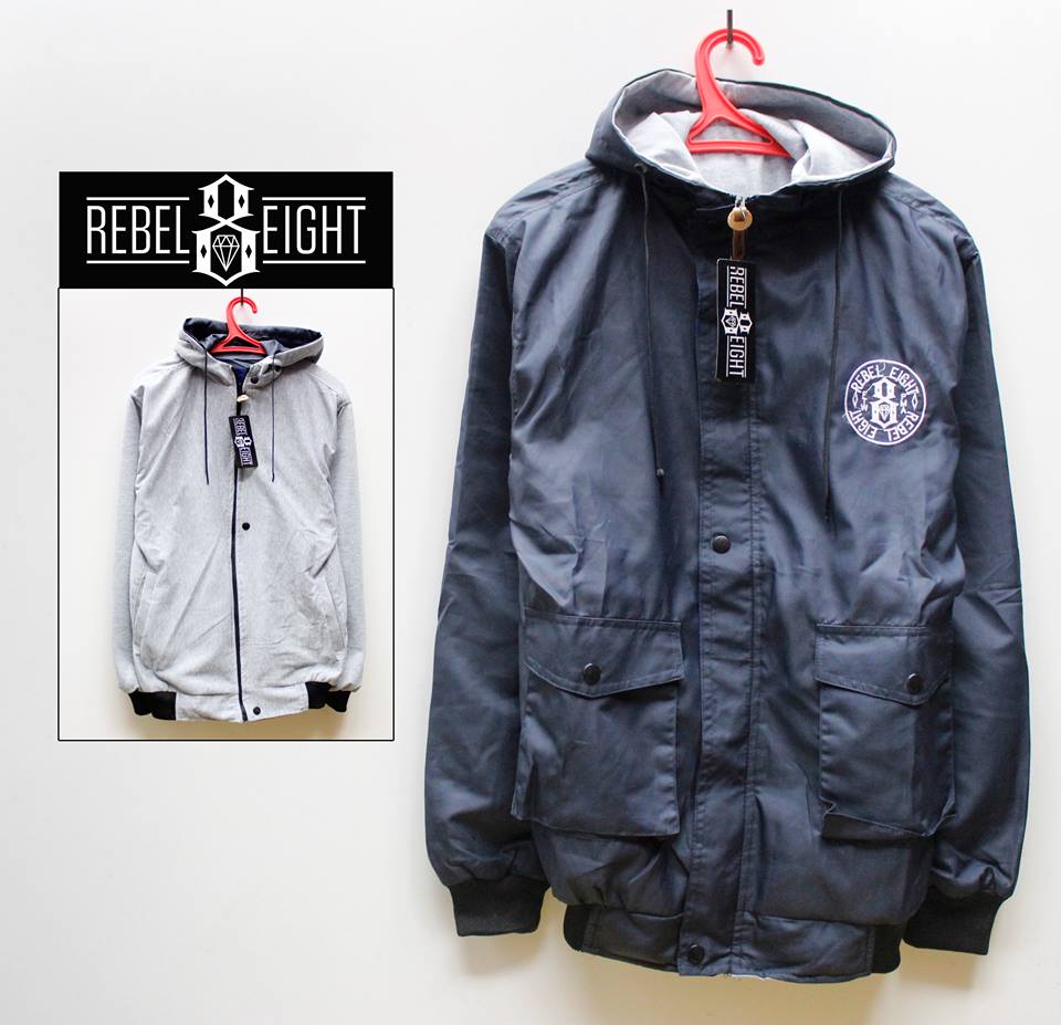 Jaket 2IN1 Rebel8 || Bahan Parasut+Fleece || Size Fit L || Kualitas premium! Cek facebook.com/kenai.group :)