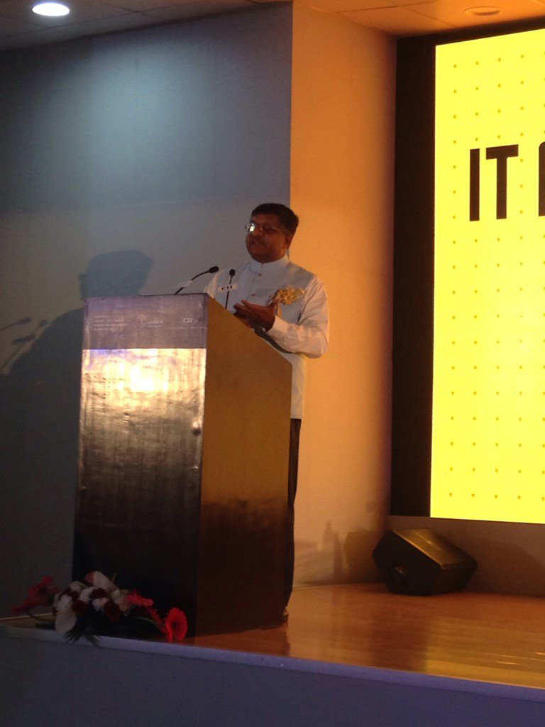 premjitlal's tweet image. #MoCIT @rsprasad speaking at #MakeinIndiaWeek Mumbai
