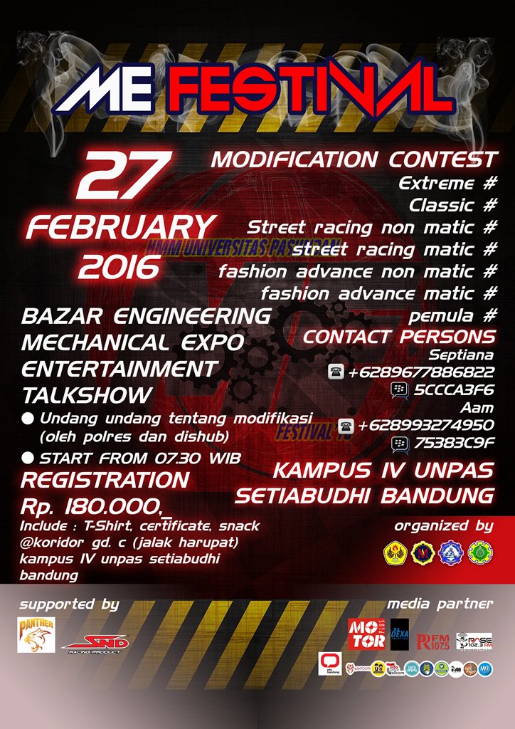 infobandung's tweet photo. HMM UNPAS Proudly Present MeFest 2016
#MotorcycleModificationContest
#MechanicalExpo
#Talkshow
#LiveMusic https://t.co/DJCZISXcgf