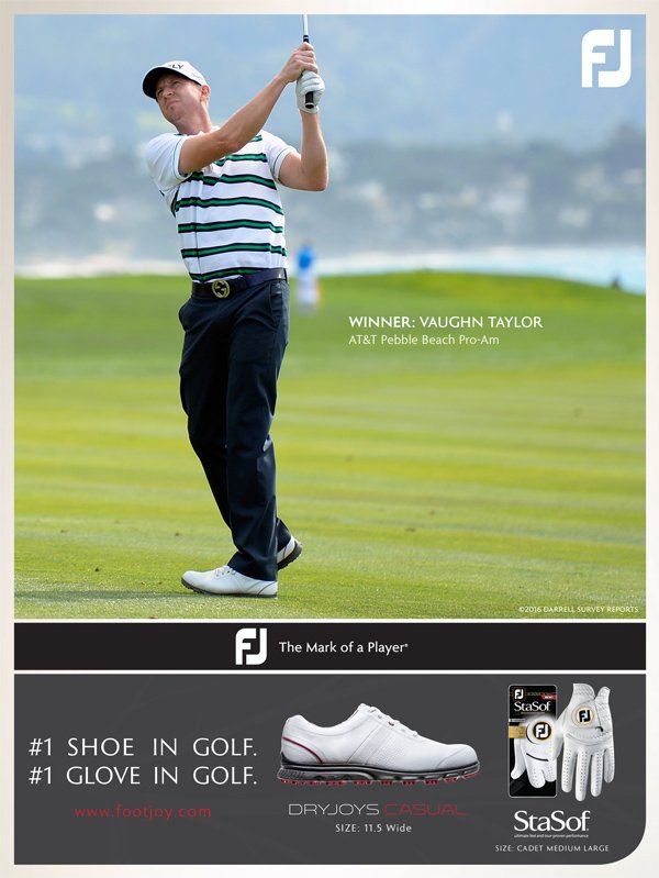 FootJoy's tweet photo. Congrats to @VaughnTaylorPGA on his fantastic victory @attproam in #DryJoysCasual and #StaSof #FJtheMarkofaPlayer https://t.co/pkUykD6WxT