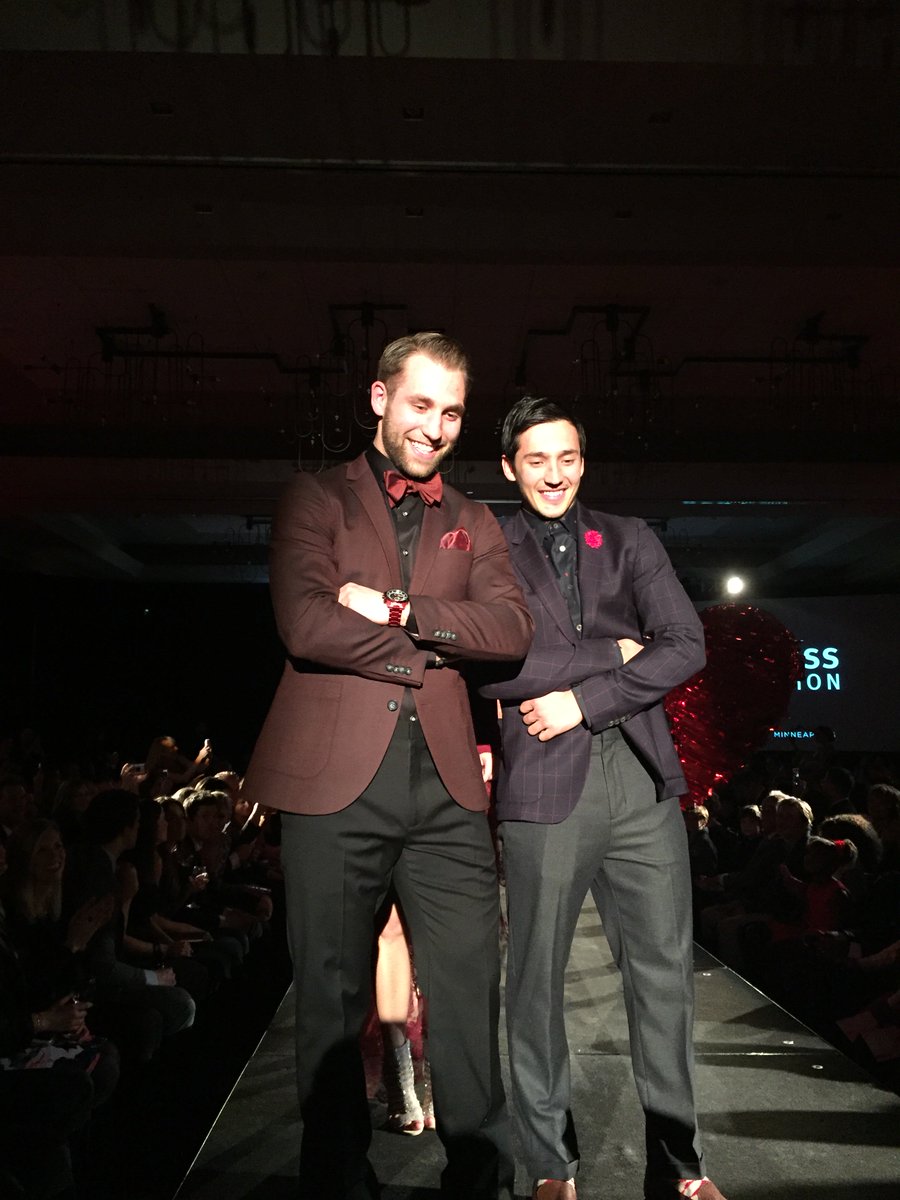 RedDressMN's tweet photo. These guys.❤ @matt_dumba, @Jason_Zucker16 &amp; Jared Spurgeon in @Martinpatrick3. @mnwild #GoRedMN https://t.co/clnLeqH2k1