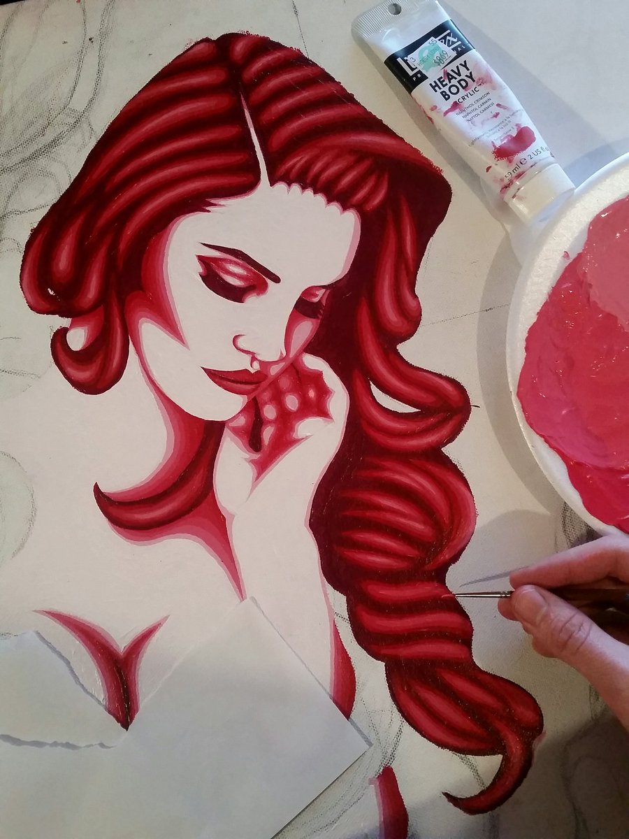 KevinRayBennett's tweet image. Scarlet, Starlet Work In Progress @LanaDelRey #painting #fineart #LDR #art #lanadelrey #artwork #artist
