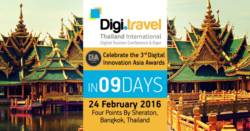TravelDailyNews's tweet photo. Nine days to the #DigiTravel Conference in #Bangkok. Register Today to reserve your seat! https://t.co/FYmFObbgeA https://t.co/q5naMujy4J