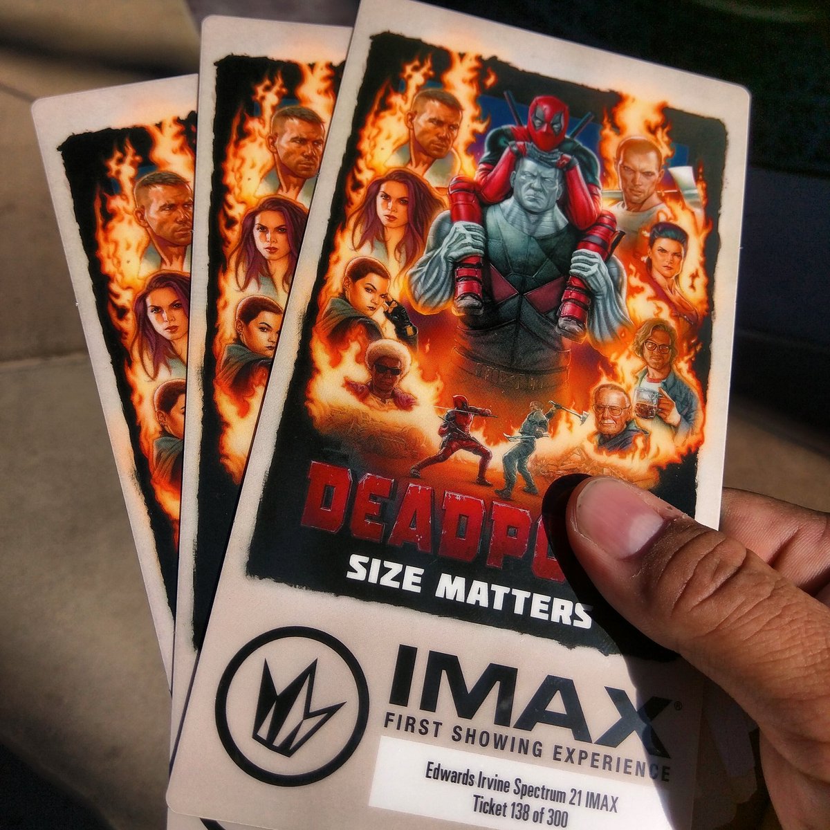 MPREZYA's tweet photo. @RegalMovies #IMAXDeadpool saw it again today and it still holds up though nothing beats getting these tickets! https://t.co/yiV9gYsP86