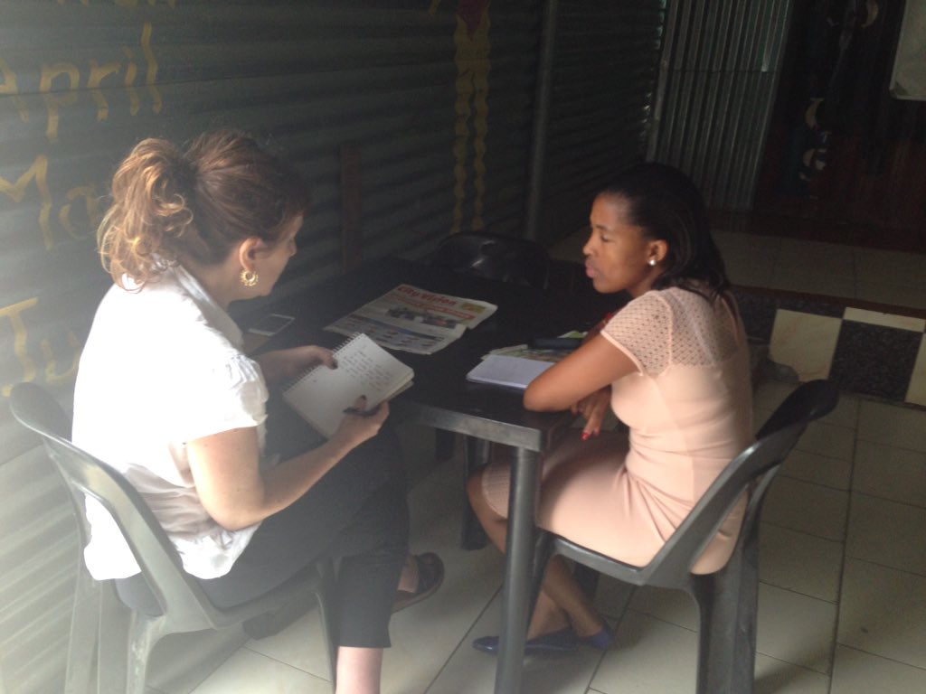 Our intern, Vuyiseka, receiving training in community media from journalist Helen Hutchinson. #socent #libromat
