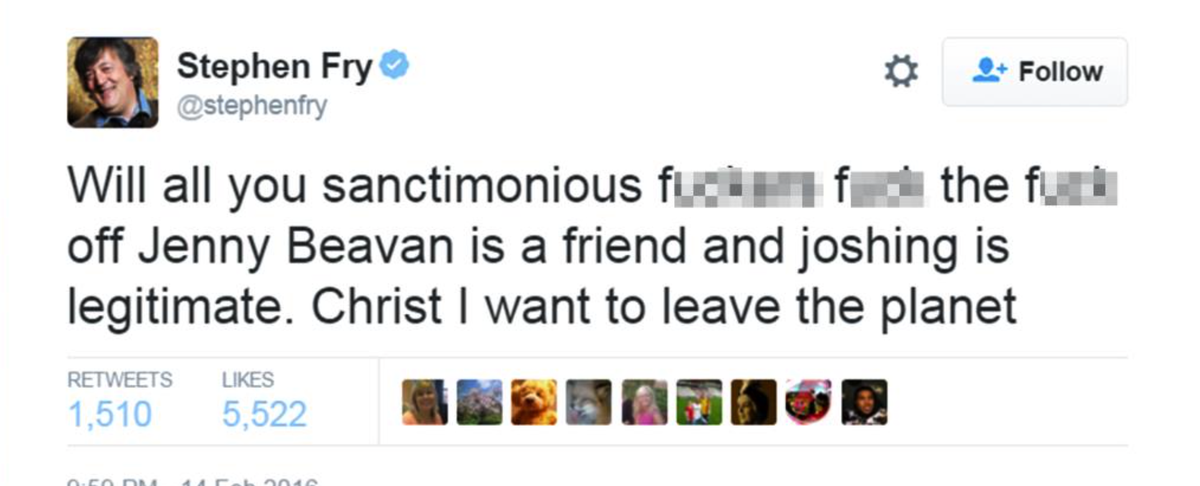 Love Stephen Fry #ComeBackStephenFry
#BAFTAs