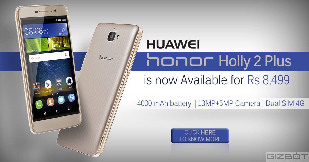 gizbot's tweet photo. Huawei Honor #Holly2Plus with 4000 mAh battery now available for Rs 8,499
https://t.co/qYFgazghLE
@HiHonorIndia https://t.co/M5lyZU1wjD