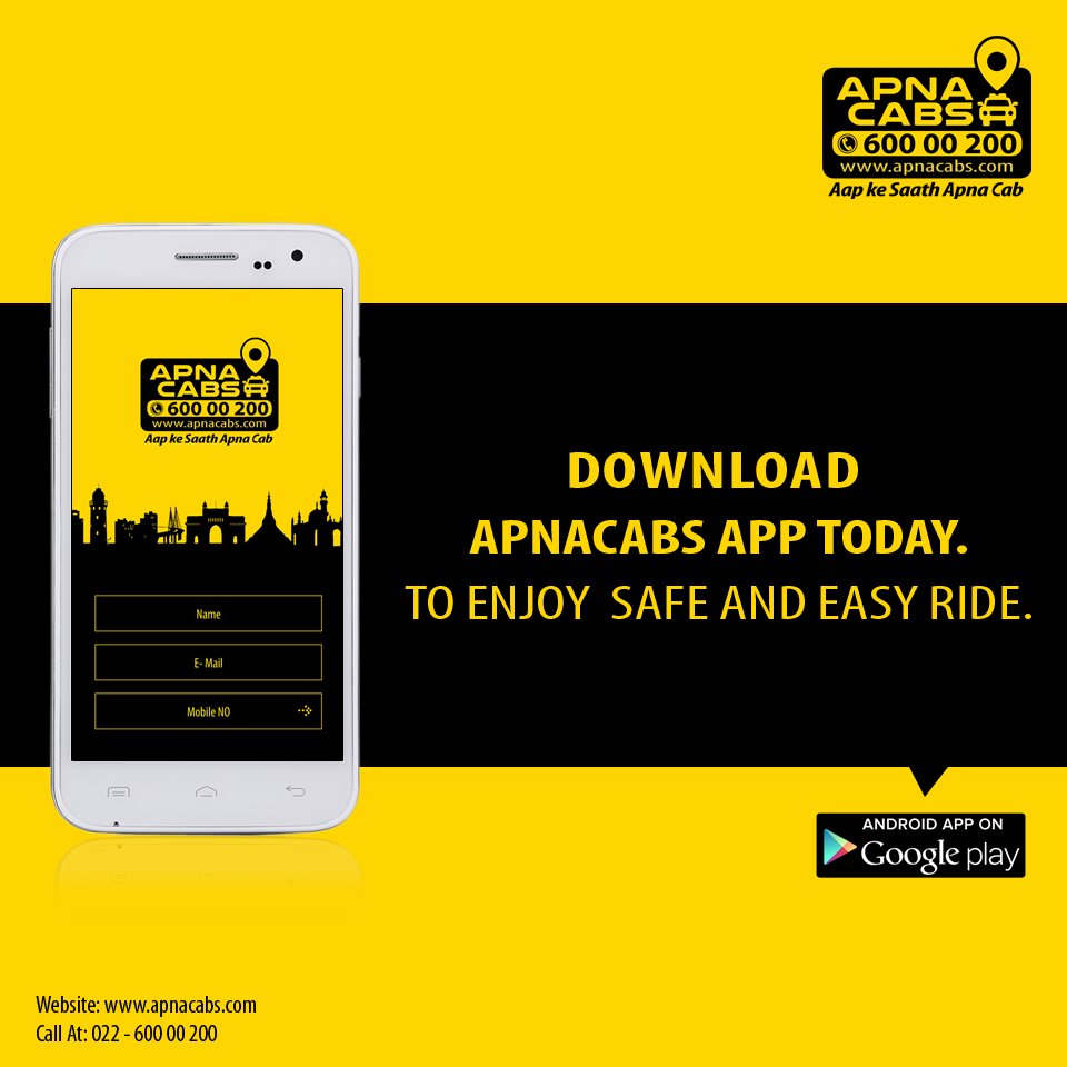 Apnacabs's tweet photo. Download #ApnaCabs #App NOW & Have Your City’s Kaali-Peeli & A/C #Coolcabs @ Your Fingertips Anywhere, Anytime! https://t.co/Rx3cP34qhc