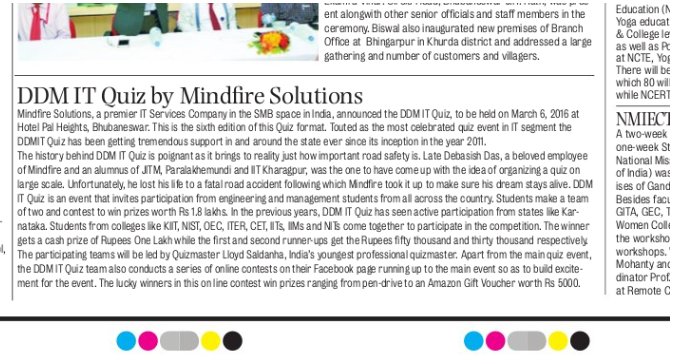 DDMITQuiz's tweet photo. #DDMITQUIZ is featured @NewIndianXpress @mindfires @BBSRBuzz @battleofmindss @greycaps https://t.co/7c4tsbvI9N