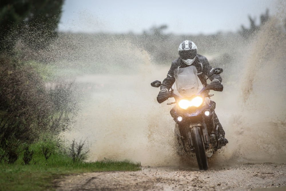 bikeworldTVshow's tweet photo. Bit of sideways action due on the new Triumph Tiger Explorer 1200 today #whenindoubtthrottleout https://t.co/FtLHb6Okz5