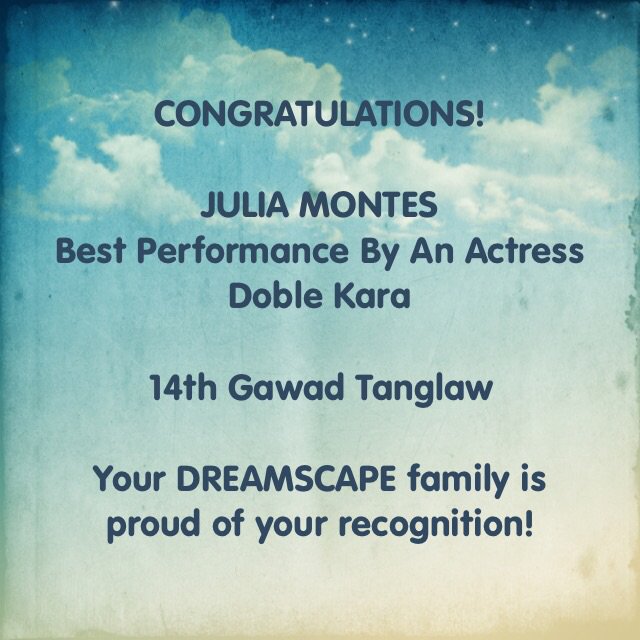 ericjohnsalut's tweet photo. CONGRATULATIONS!

JULIA MONTES
Best Performance By An Actress
Doble Kara

14th Gawad.... https://t.co/zgb9M9JgiN https://t.co/yb4u3qJGlN