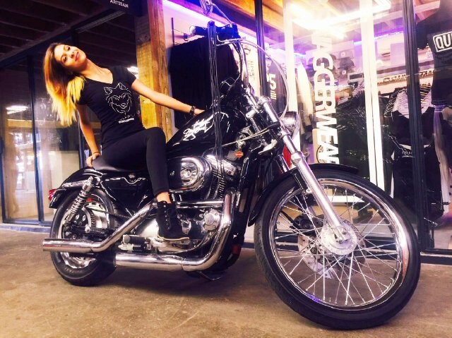 Thatswaggerchix's tweet photo. When a harley shows up for gameday #imustpose#bikerchic#WolfPack https://t.co/43NIsN2FCh