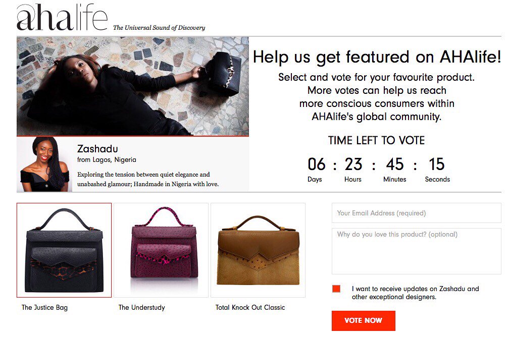 We are the 1st Made in Nigeria brand retailed on AHAlife.com. Vote for us pls! aha.lc/zashaduvote