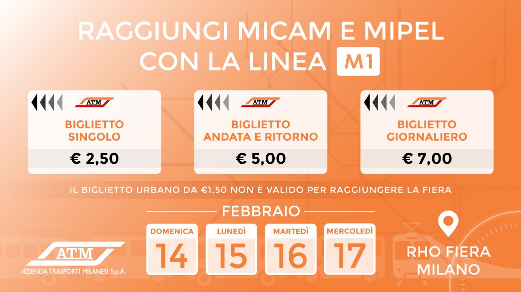 atm_informa's tweet photo. 14-17/2 #MICAM2016 e #MIPEL2016: ecco come raggiungerle con #ATM: https://t.co/ih7JWdkTIz #Milano https://t.co/QzU1nNrAvk