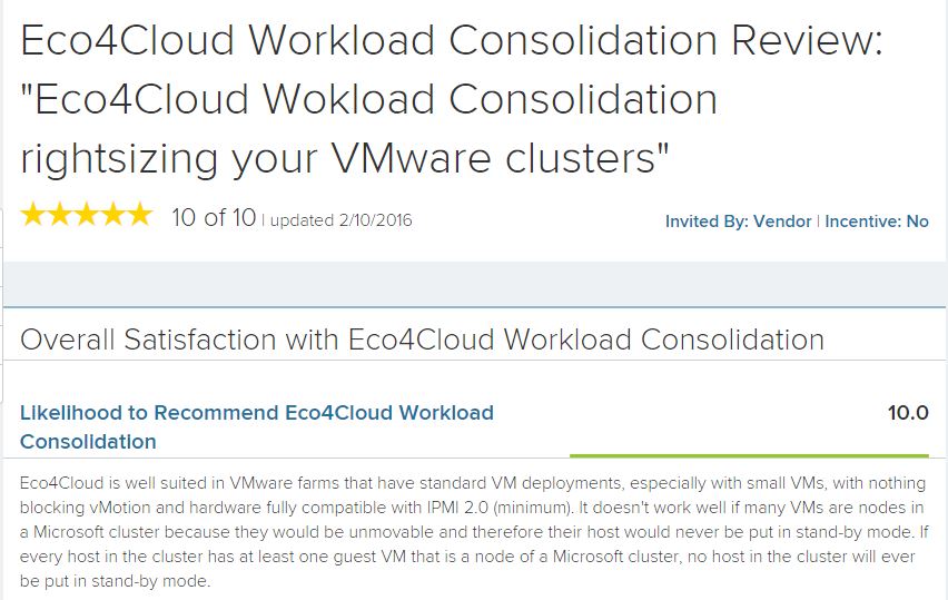 Eco4Cloud's tweet photo. Rightsize your #VMware cluster with @eco4cloud: an important review on @trustradius! https://t.co/ILeutm2q4s https://t.co/UqXRd75Xqo