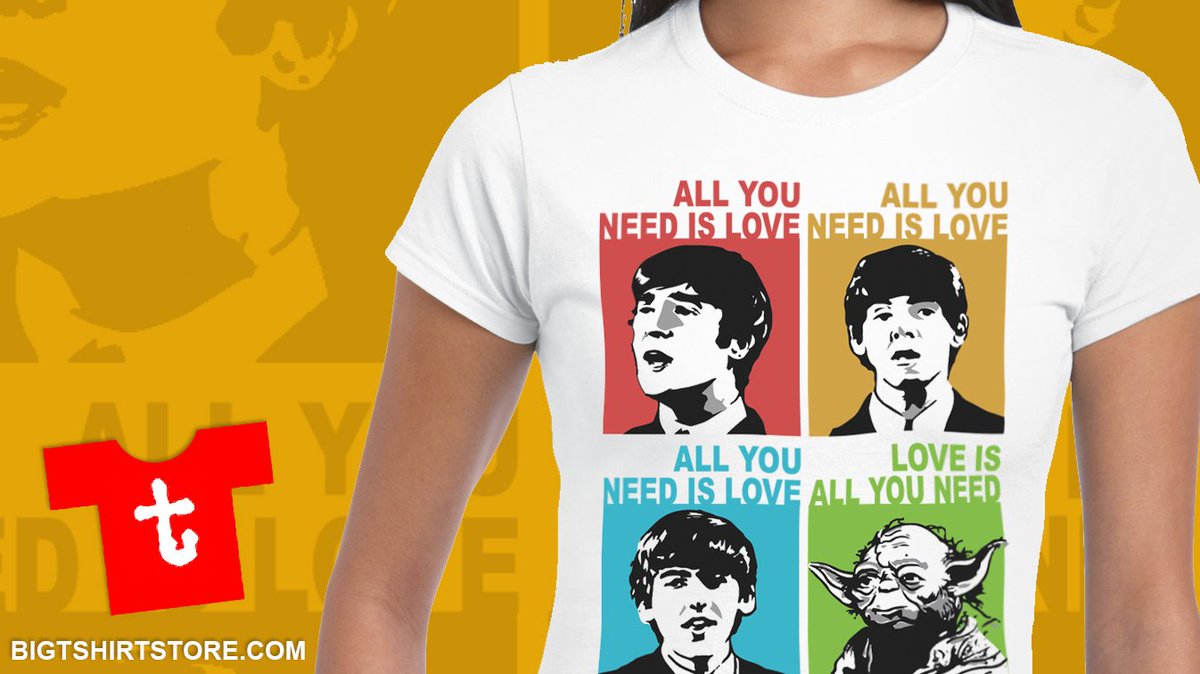 BigTshirtStore's tweet photo. All You Need Beatles/Yoda T-Shirt @BigTshirtStore - £14.99 - Click link to view now https://t.co/WWkP532oSI https://t.co/DtJnEbaZdR