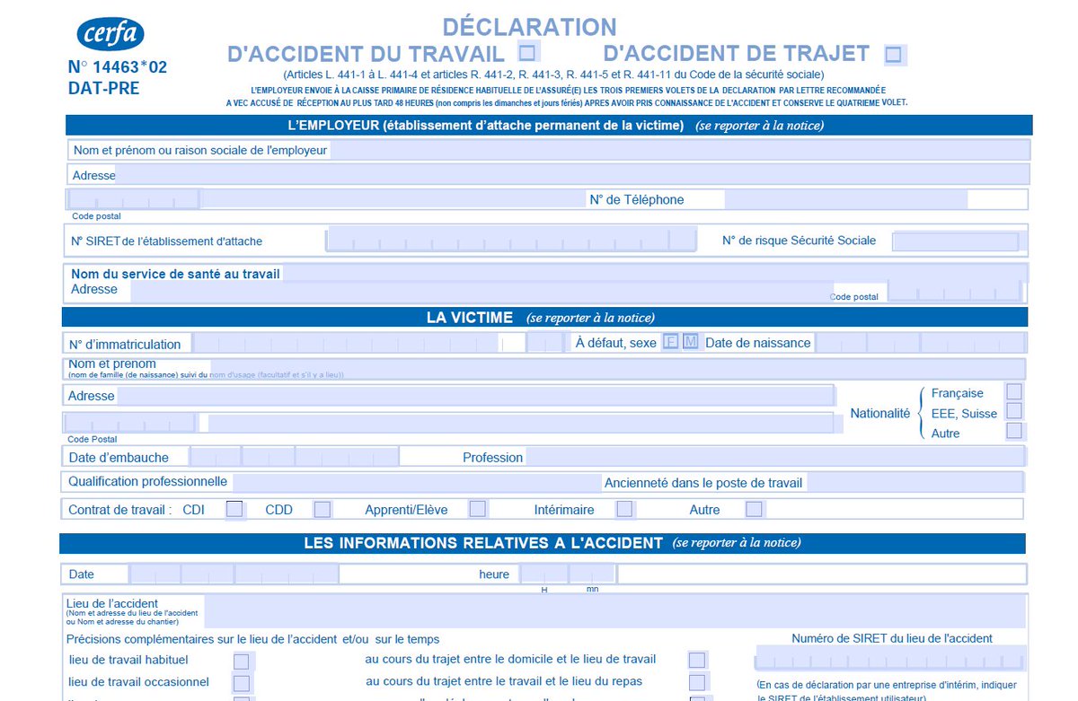 Cerfa accident du travail