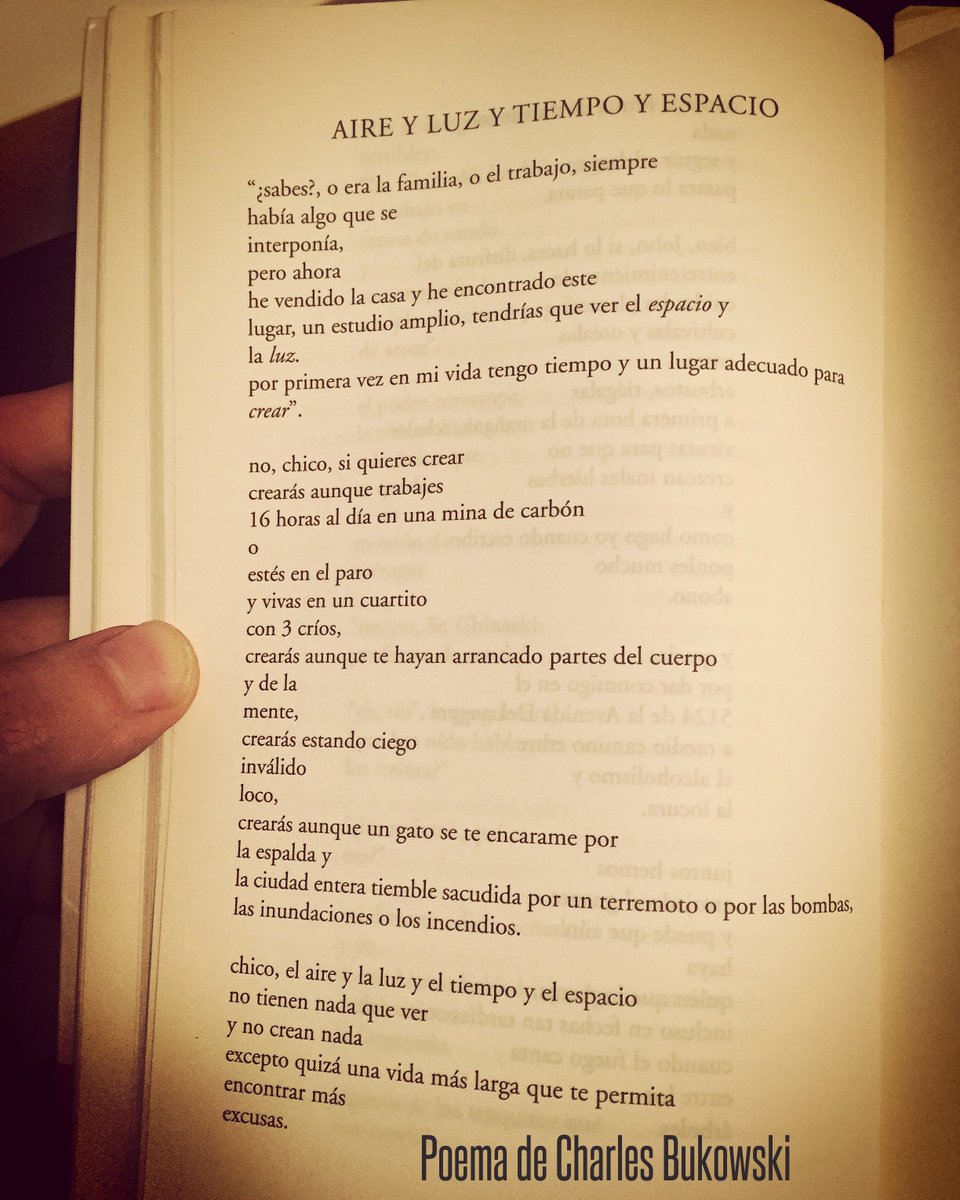 Os dejo un poema de Charles Bukowski que me encanta... Qué tengáis una semana increíble! #FelizLunes