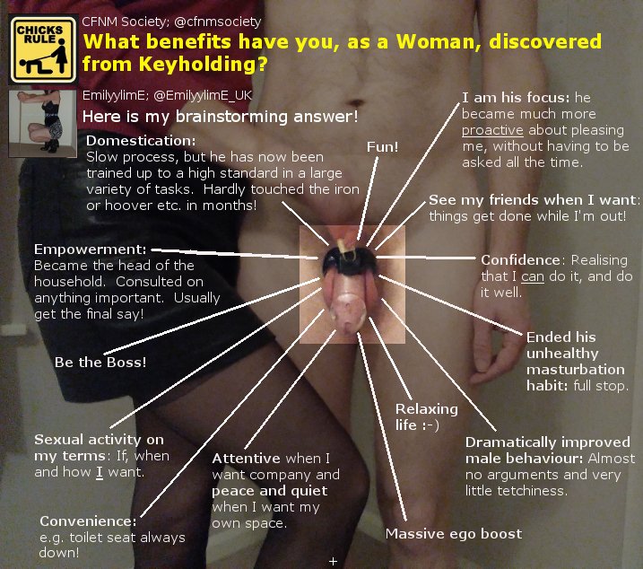 FemaleLedUK's tweet photo. Happy #malechastityday! Here's my answer to @cfnmsociety's next question about my approach to chastity. Please RT! https://t.co/MoirVyAffN