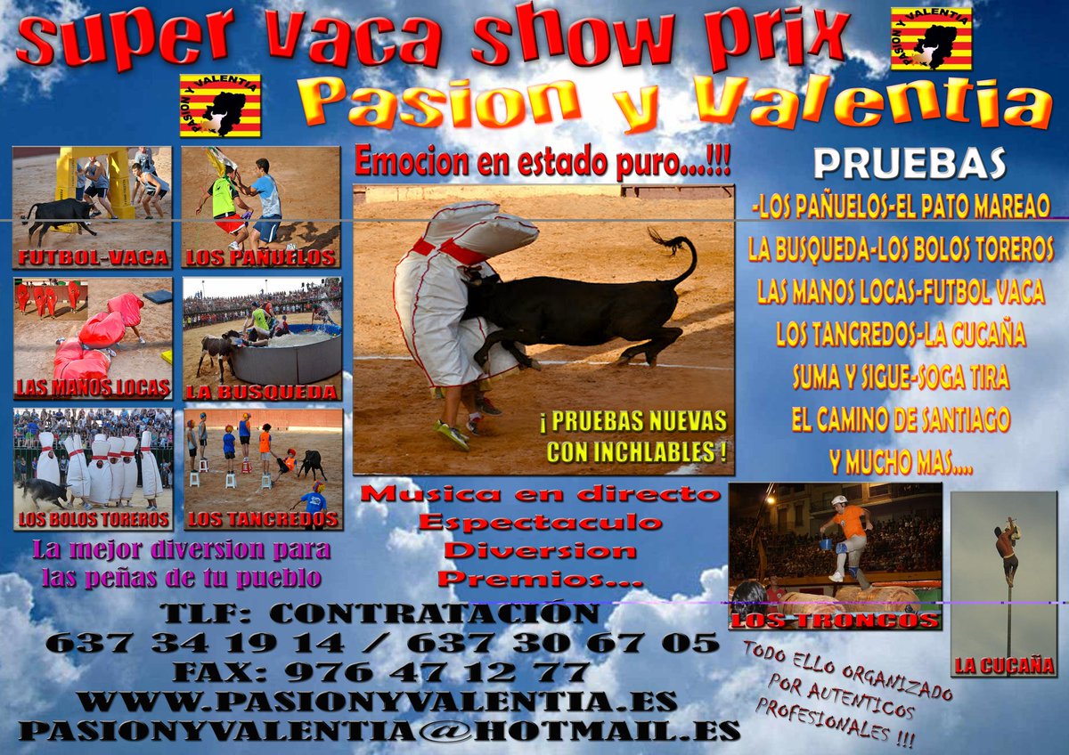 PASIONYVALENTIA's tweet photo. Pasion y valentia la mejor opcion para tus fiestas informate en el 677 00 98 11 https://t.co/NmXDnSpx1v