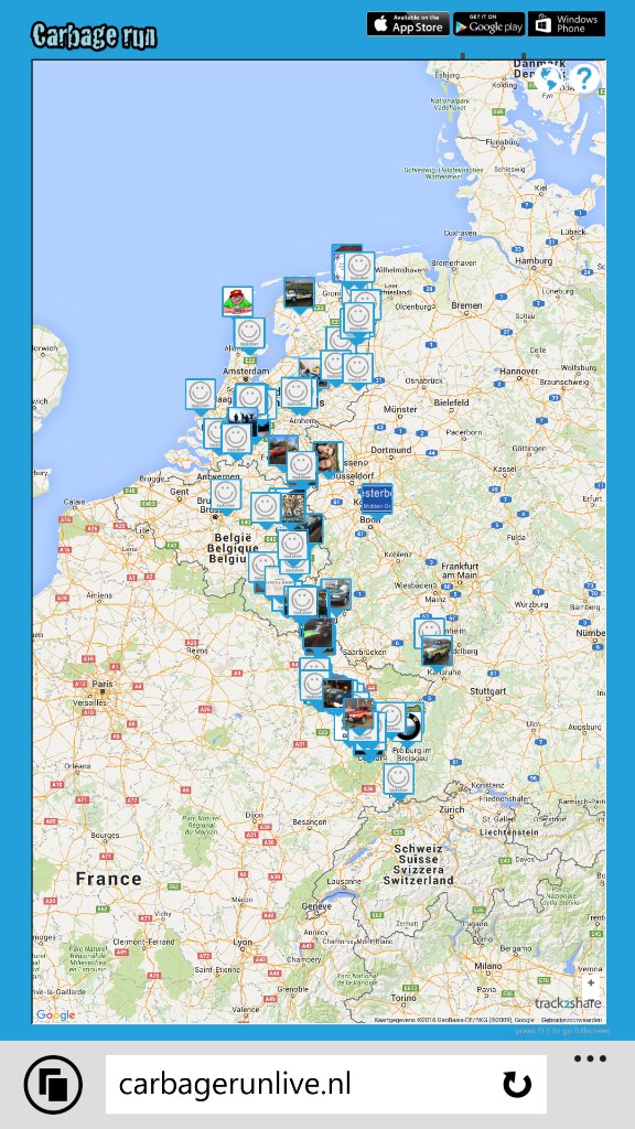Eerste #Carbagerun team "Buur en Buur" staat inmiddels aan de grens van Zwitserland.