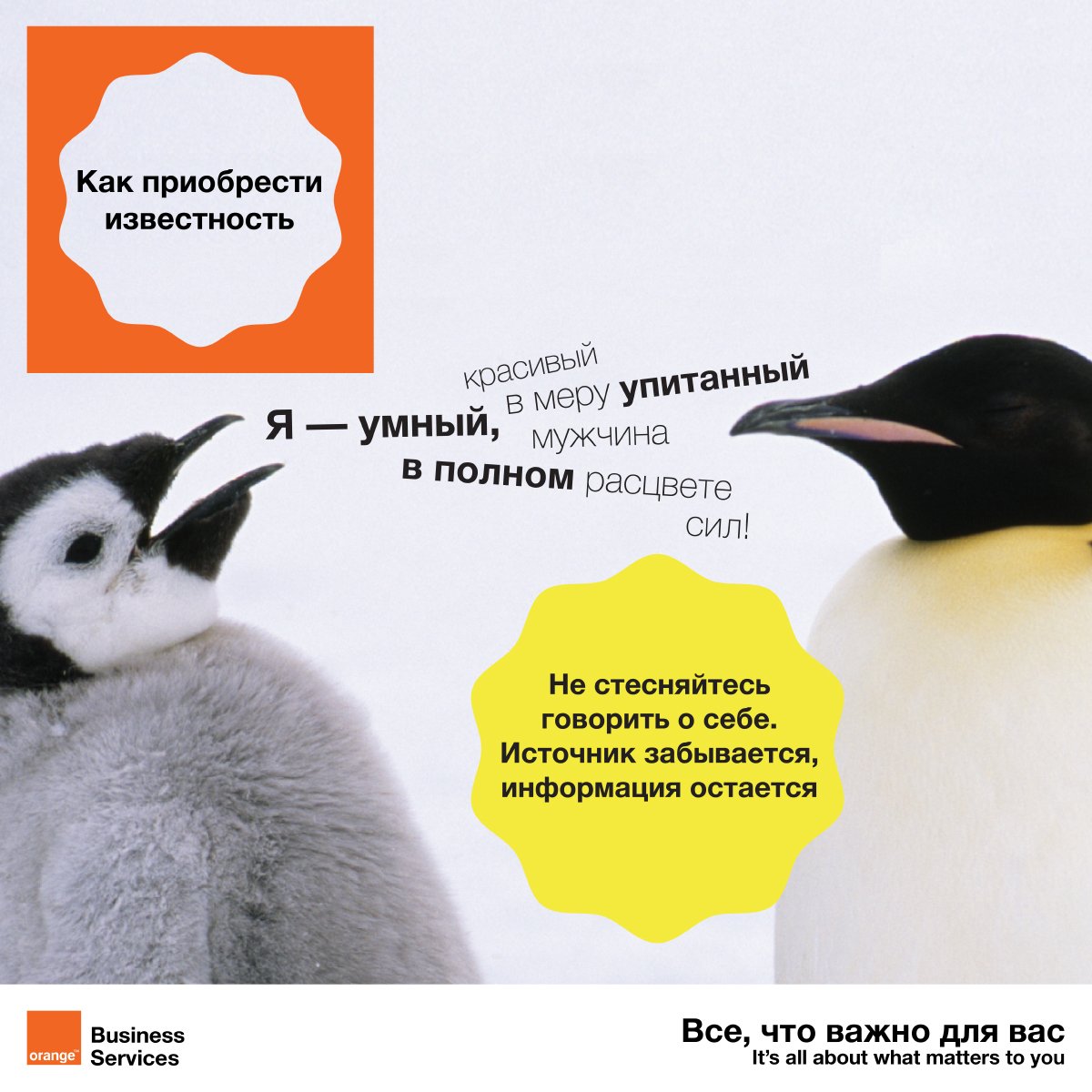 Как приобрести известность?Не стесняйтесь говорить о себе.Источник забывается, информация остается.#календарь_Orange