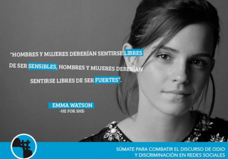 ONUDHmexico's tweet photo. Digamos NO a la violencia contra las mujeres. Súmate a Emma Watson, embajadora de @ONUMujeres #SinTags https://t.co/yu7z0pGizP