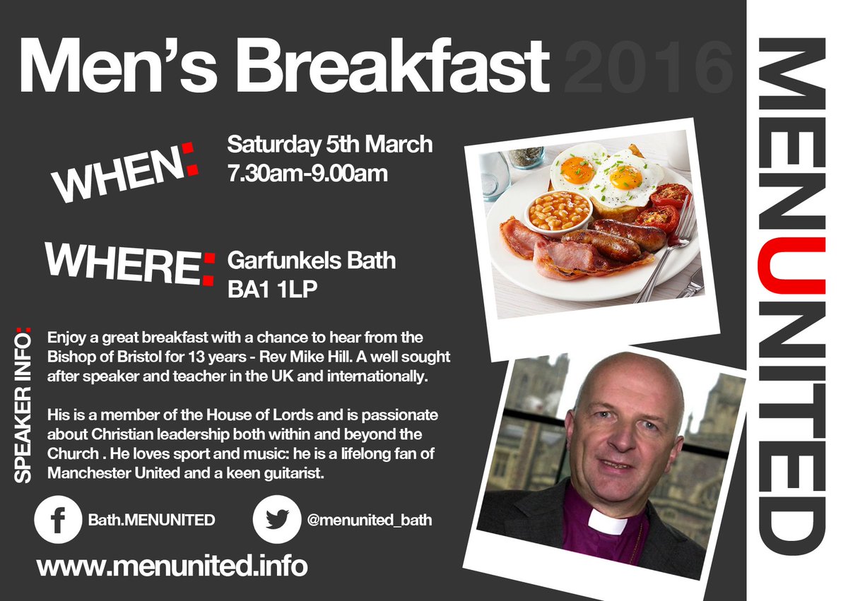 GET_Sported's tweet image. A fab event for your diary #dads #men @MenUnited_bath Breakfast Sat 5th Mar @bishopmikehill ! #eggs #bacon #soulfood