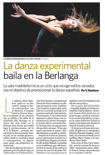 Mañana empieza #BailarenlaBerlanga con #PaulaQuintana. 20h en <a href="/LASALABERLANGA/">SALA BERLANGA</a> via <a href="/elEconomistaes/">elEconomista.es</a> #Danza #Teatro