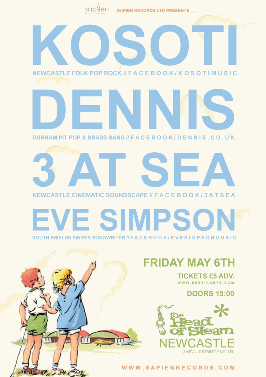 .<a href="/kosotimusic/">-kosoti-</a> <a href="/dennisband/">DENNIS</a> @3atsea @evesimpson324 Friday May 6th <a href="/HOS_Newcastle/">Head of Steam Newcastle</a>. Event info: facebook.com/events/1841361…
