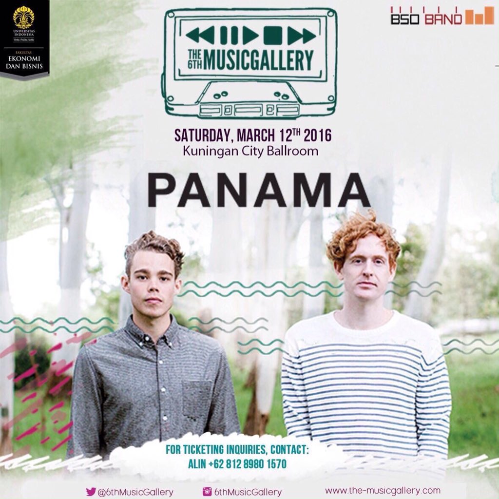 Yez! Confirmed to play at @6thMusicGallery is Panama.. See them live in Jakarta once again. Grab your ticket now!