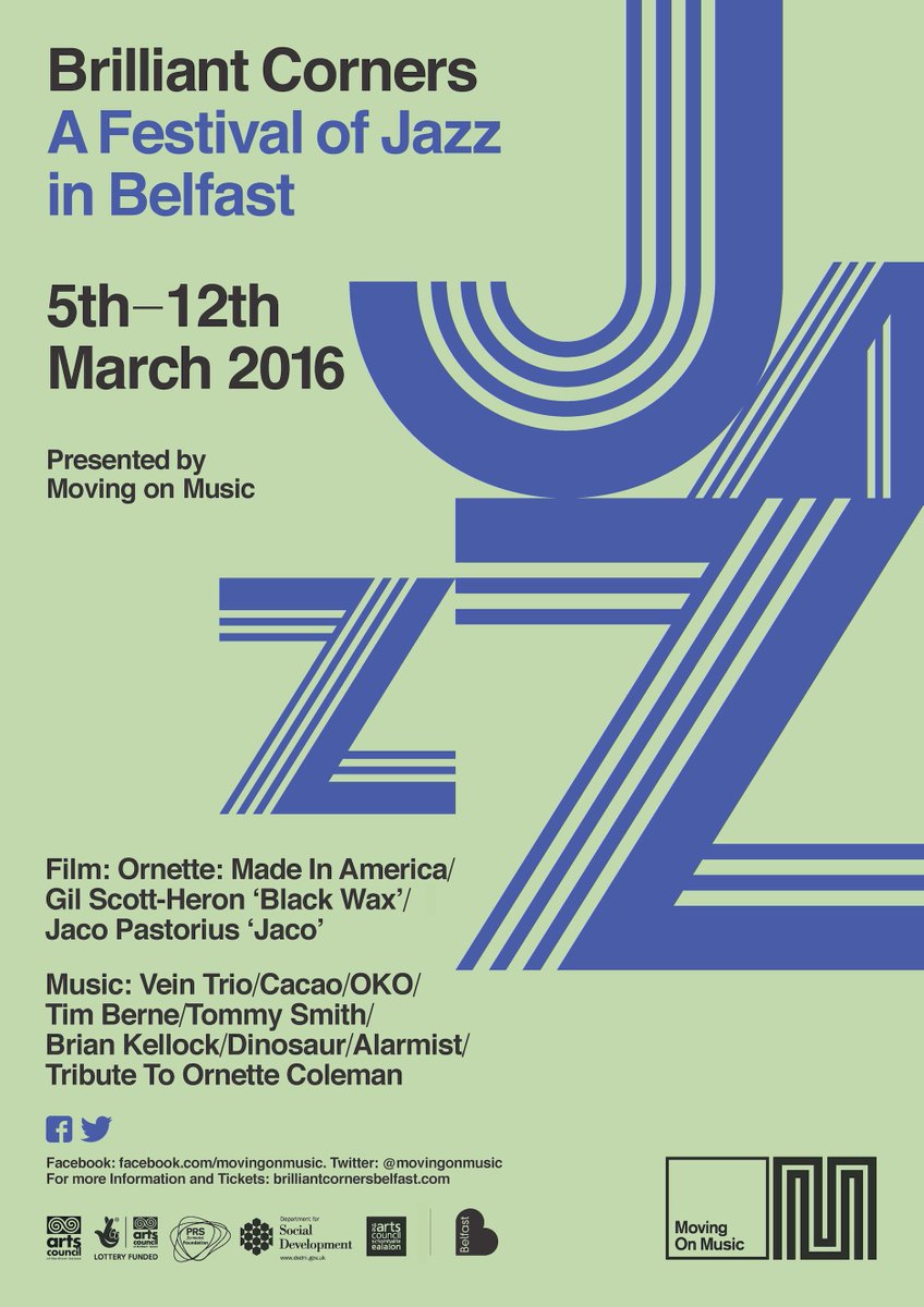 MovingOnMusic's tweet image. 3 weeks to Brilliant Corners - a festival of jazz in Belfast
Tix selling well, so book early goo.gl/LAz95u