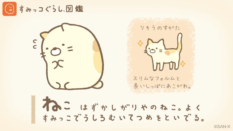 すみっコぐらし 公式 ねこ はずかしがりやのねこ 理想の姿は すみっコ図鑑 T Co Hoyvni2au6