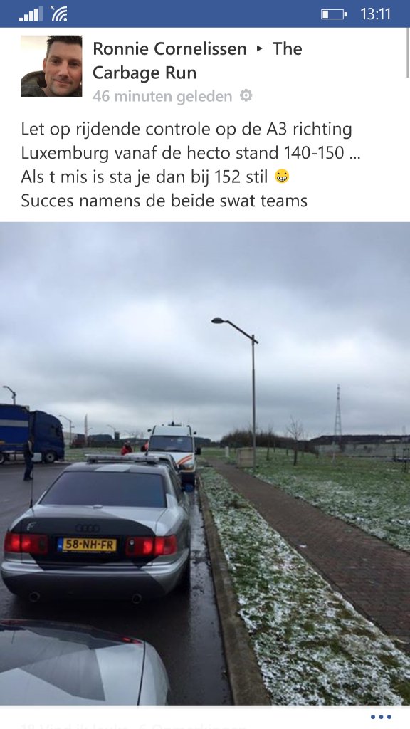 #Carbagerun #Carbagerunners let op! Rijdende controle op de A3 ri Luxemburg tussen hm 140 - 150