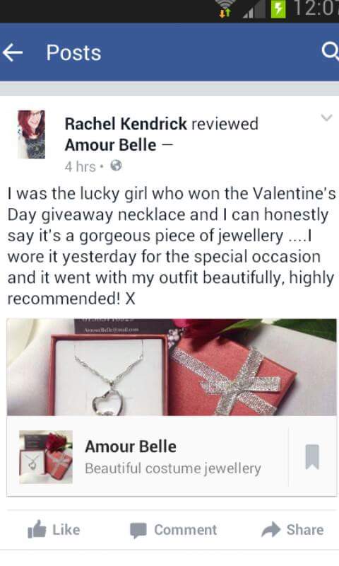 What a lovely review from my competition winner! #jewellery #special #beautiful #love #heart #happy
