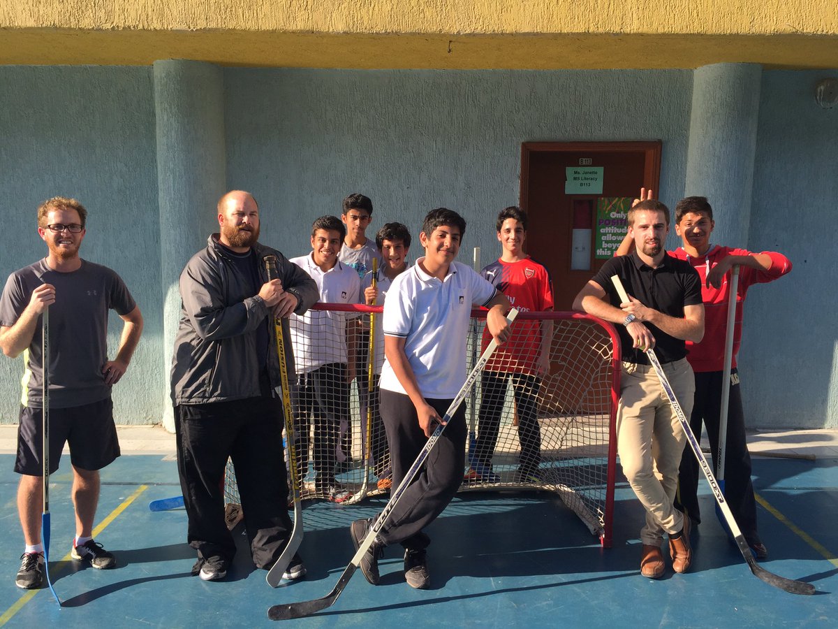 ACAHSBC's tweet photo. MHS students participating in some fierce floor hockey competition in one of many after school clubs being held https://t.co/eXSBg7iUoy