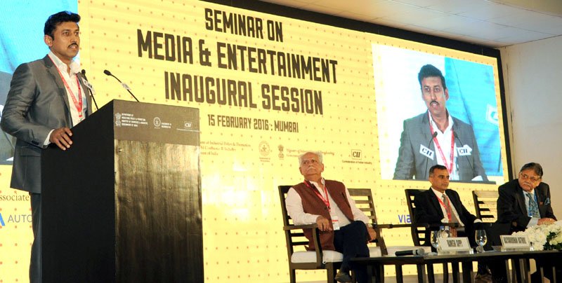iSwapnilpathre's tweet photo. MoS I&B Ra_THORe at the Seminar on #Media & #Entertainment Sector in the ongoing #MakeInIn… https://t.co/IWWwDzOPso https://t.co/mKoMldHYs8