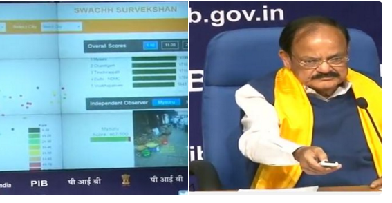 Gramener's tweet photo. Shri @MVenkaiahNaidu launches #SwachhSurvekshan site - powered by Gramener #swachhbharat  https://t.co/a167bHWfg3 https://t.co/pZN6ozrsz6
