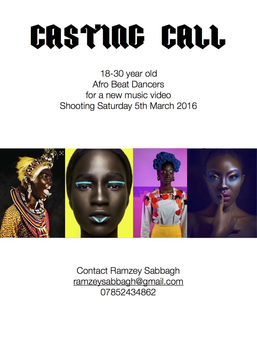 RamzeySabbagh's tweet photo. @Jessica_Derrick Hey Jess looking for afro beat dancers for an upcoming music video shoot. Can you help? https://t.co/HNeY7mQJ7S