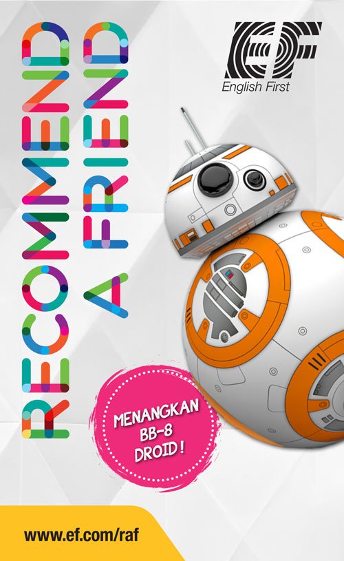 ef_kidsteens's tweet photo. Mau menangin mainanan canggih, BB-8 Droid? Gabung dan rekomendasikan temanmu. Info: #EnglishFirstRAF https://t.co/art5MKbgiy
