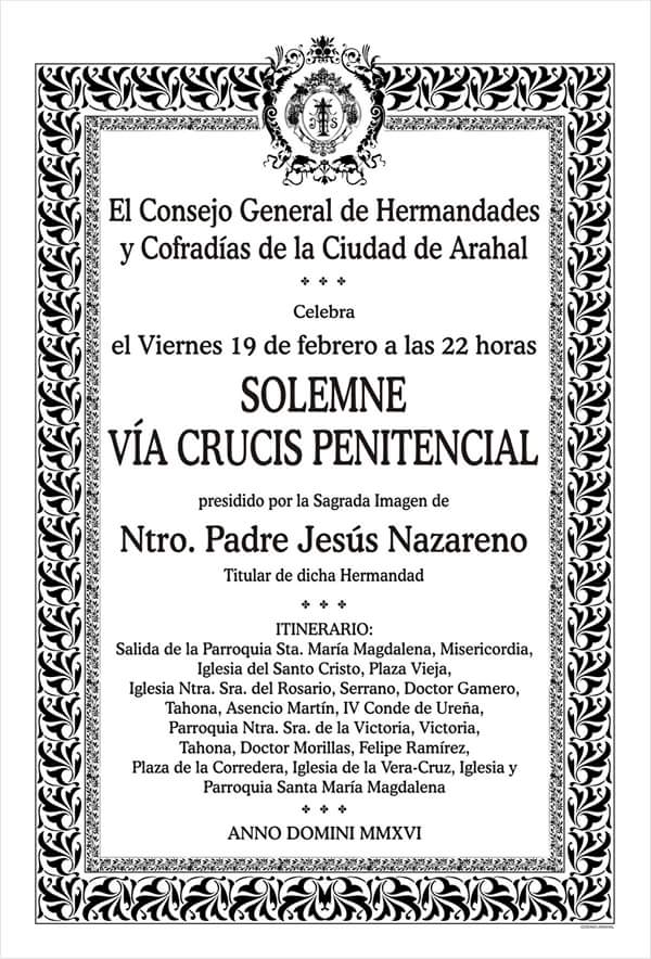 Este viernes 19 de febrero Vía Crucis Penitencial presidido por Nuestro Sagrado Titular.