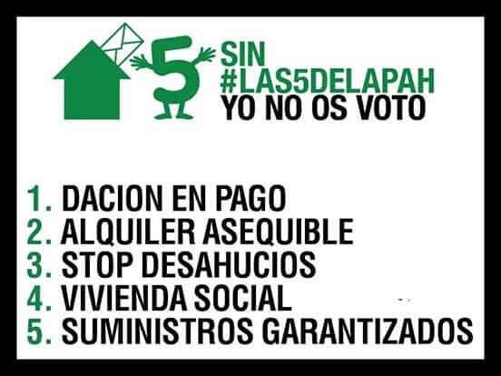 AlertaDesahucio's tweet photo. Se sigue desahuciando porque @PPopular, @PSOE y @CiudadanosCs siguen diciendo no a #Las5deLaPAH, medidas de mínimos. https://t.co/o1akF7B3gq