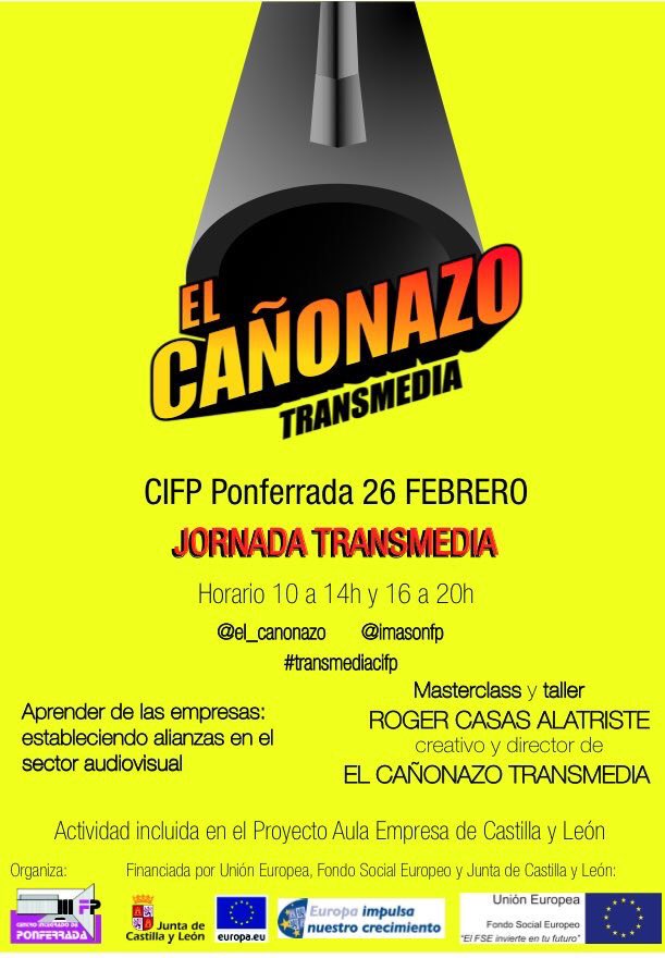 Dpto Imagen y Sonido @CIFPponferrada organiza Jornada #TransmediaCIFP incluida en #proyectoAulaEmpresaCyL @educacyl