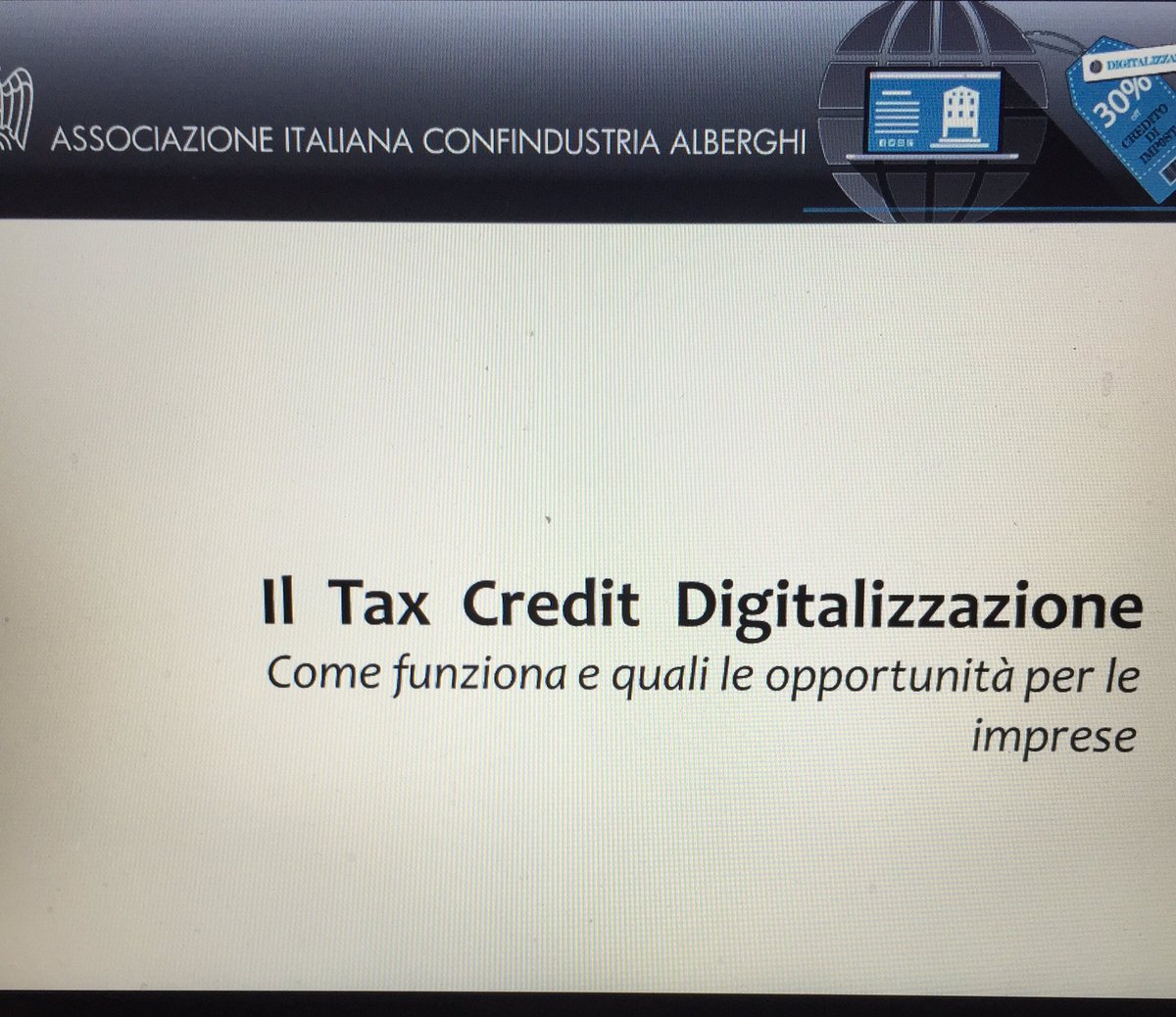 confalb's tweet photo. #hotelevolution Valeria Di Claudio @confalb parlerà del Tax Credit #digitalizzazione @confindustriabb @HermesHotels https://t.co/uxOXLXRxKP